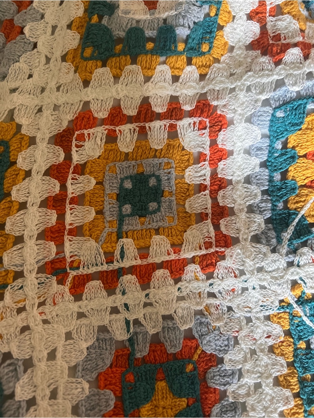 Rebellion White Crochet Two-Piece Set with Teal, Yellow, and Orange Accents - Picture 5 of 7